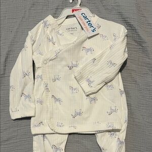 Carter's Cream Zebra Print Kids Pajama Set